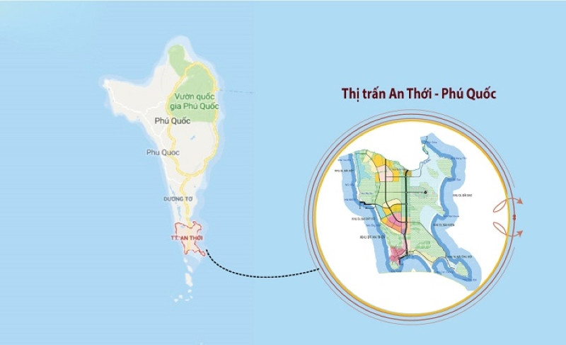 Bản đồ vị trí phía Nam của đảo Phú Quốc