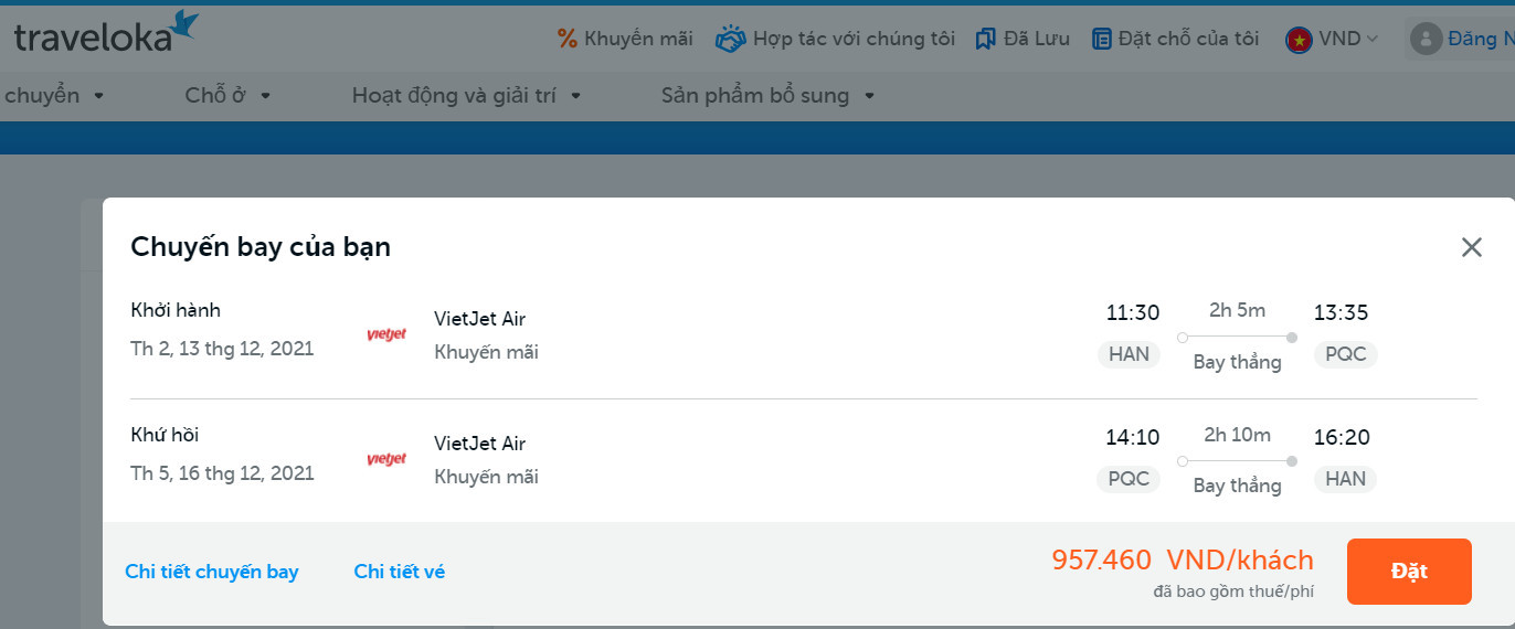 Vé máy bay Hà Nội - Phú Quốc tháng 12